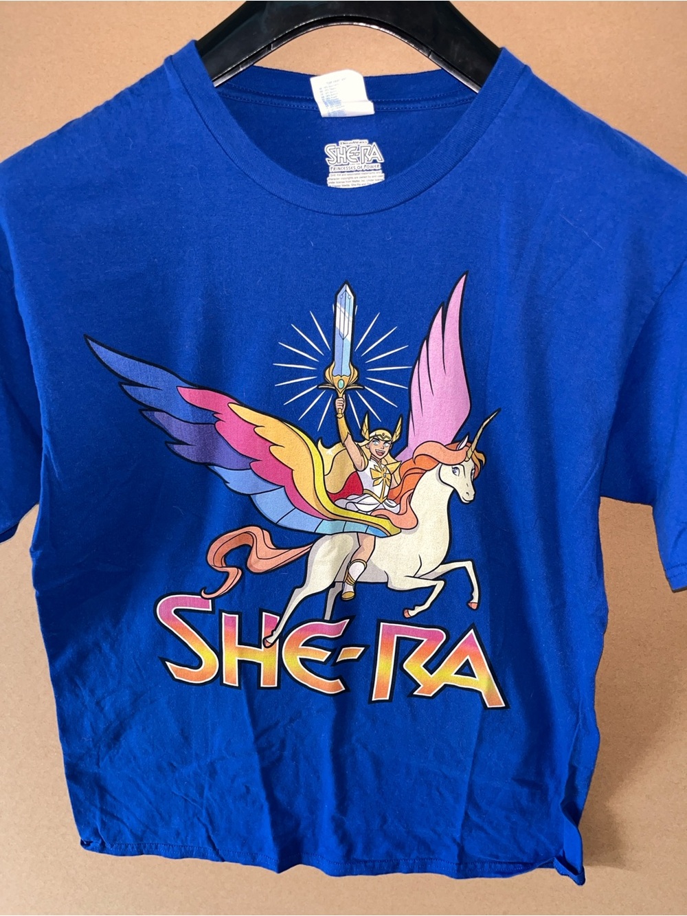 She-Ra Princess Of Power & Swift Wind T-Shirt Sz Medium Blue Great
